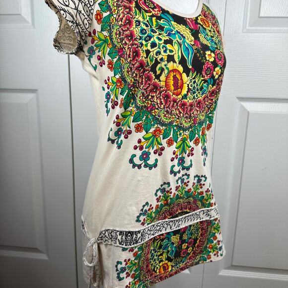 Desigual Multicolored Printed Floral Blouse Tunic Sz M - Picture 4 of 8